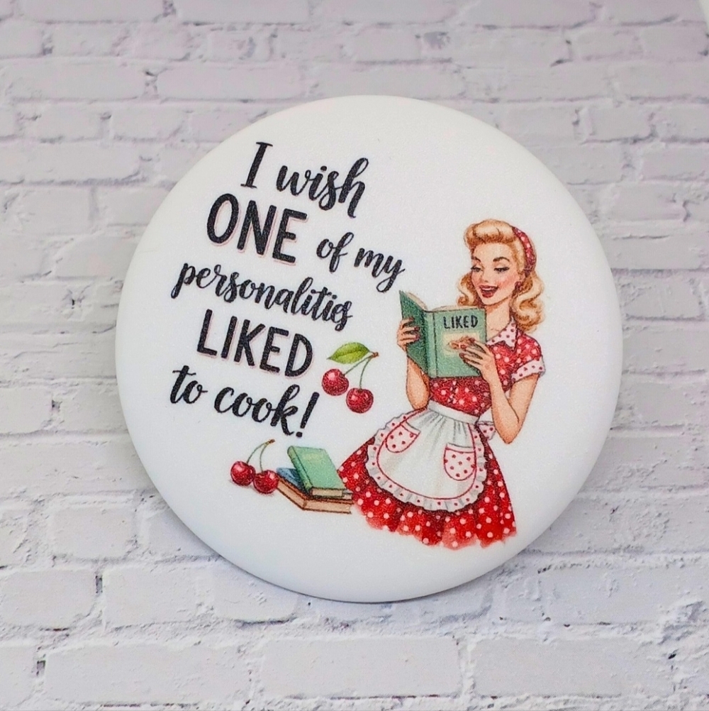 Retro Kitchen Magnet with Red Cherry Accents